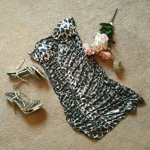 Strapless Metallic Leopard Mini Dress